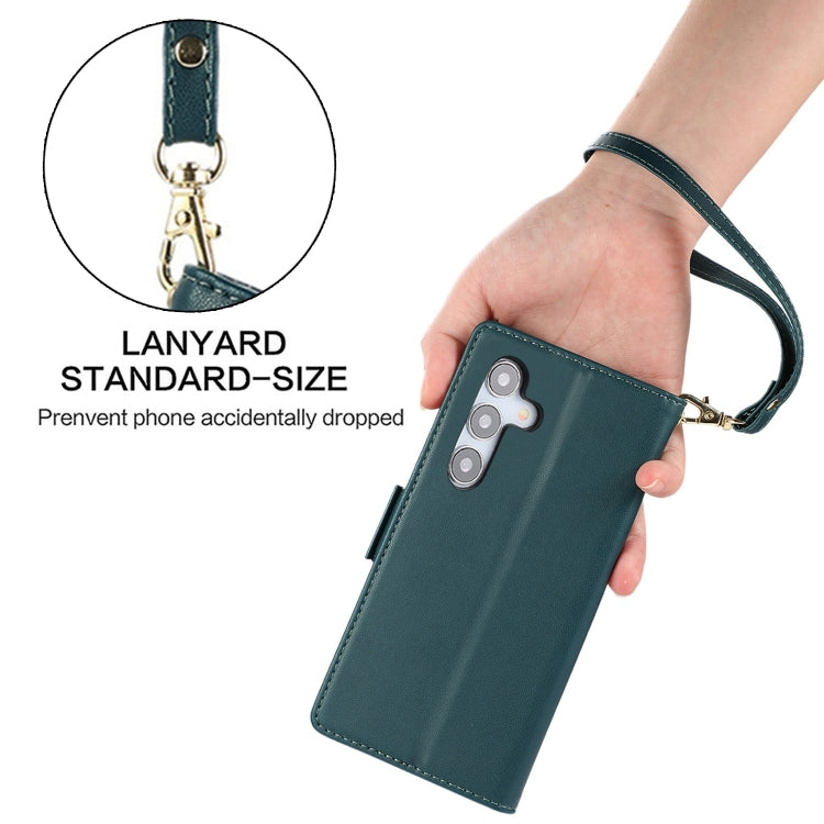 For Samsung Galaxy S25 / S24 5G Side Buckle RFID Anti-theft Leather Phone Case(Green) by buy2fix