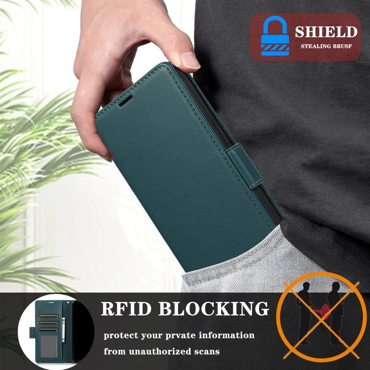 For Samsung Galaxy S25 / S24 5G Side Buckle RFID Anti-theft Leather Phone Case(Green) by buy2fix