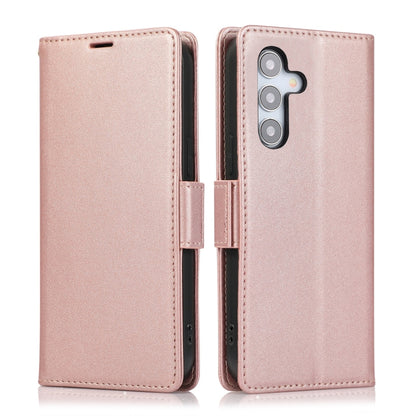For Samsung Galaxy S25 / S24 5G Side Buckle RFID Anti-theft Leather Phone Case(Rose Gold) by buy2fix
