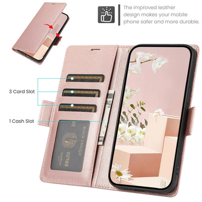 For Samsung Galaxy S25 / S24 5G Side Buckle RFID Anti-theft Leather Phone Case(Rose Gold) by buy2fix