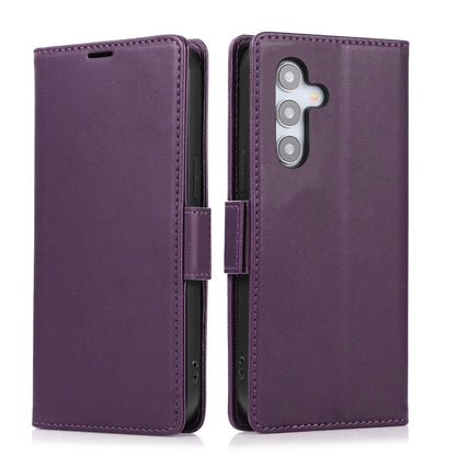 For Samsung Galaxy S25 / S24 5G Side Buckle RFID Anti-theft Leather Phone Case(Dark Purple) by buy2fix