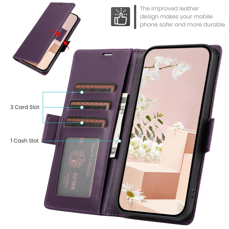 For Samsung Galaxy S25 / S24 5G Side Buckle RFID Anti-theft Leather Phone Case(Dark Purple) by buy2fix