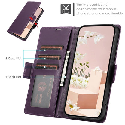 For Samsung Galaxy S25 / S24 5G Side Buckle RFID Anti-theft Leather Phone Case(Dark Purple) by buy2fix