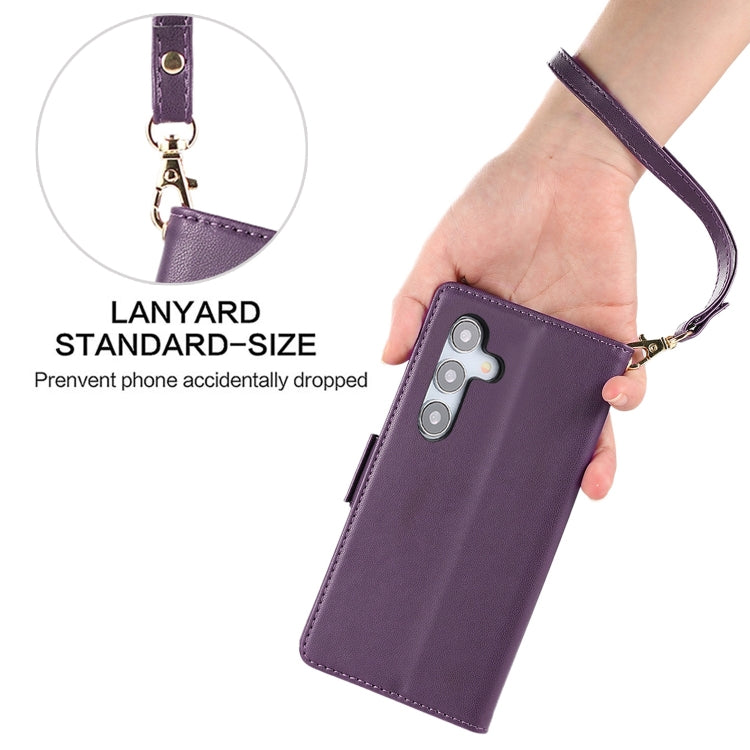 For Samsung Galaxy S25 / S24 5G Side Buckle RFID Anti-theft Leather Phone Case(Dark Purple) by buy2fix