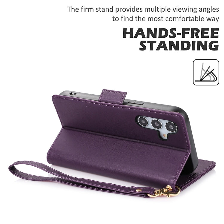 For Samsung Galaxy S25 / S24 5G Side Buckle RFID Anti-theft Leather Phone Case(Dark Purple) by buy2fix