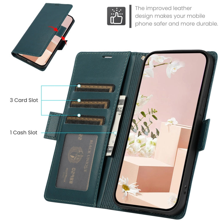 For Samsung Galaxy S25+ / S24+ 5G Side Buckle RFID Anti-theft Leather Phone Case(Green) by buy2fix
