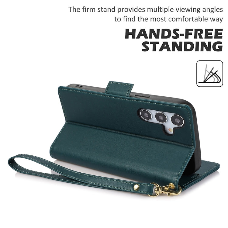 For Samsung Galaxy S25+ / S24+ 5G Side Buckle RFID Anti-theft Leather Phone Case(Green) by buy2fix