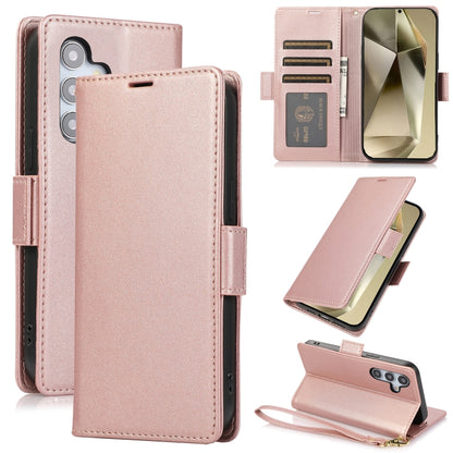 For Samsung Galaxy S25+ / S24+ 5G Side Buckle RFID Anti-theft Leather Phone Case(Rose Gold) by buy2fix
