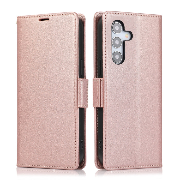For Samsung Galaxy S25+ / S24+ 5G Side Buckle RFID Anti-theft Leather Phone Case(Rose Gold) by buy2fix