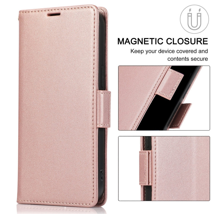 For Samsung Galaxy S25+ / S24+ 5G Side Buckle RFID Anti-theft Leather Phone Case(Rose Gold) by buy2fix