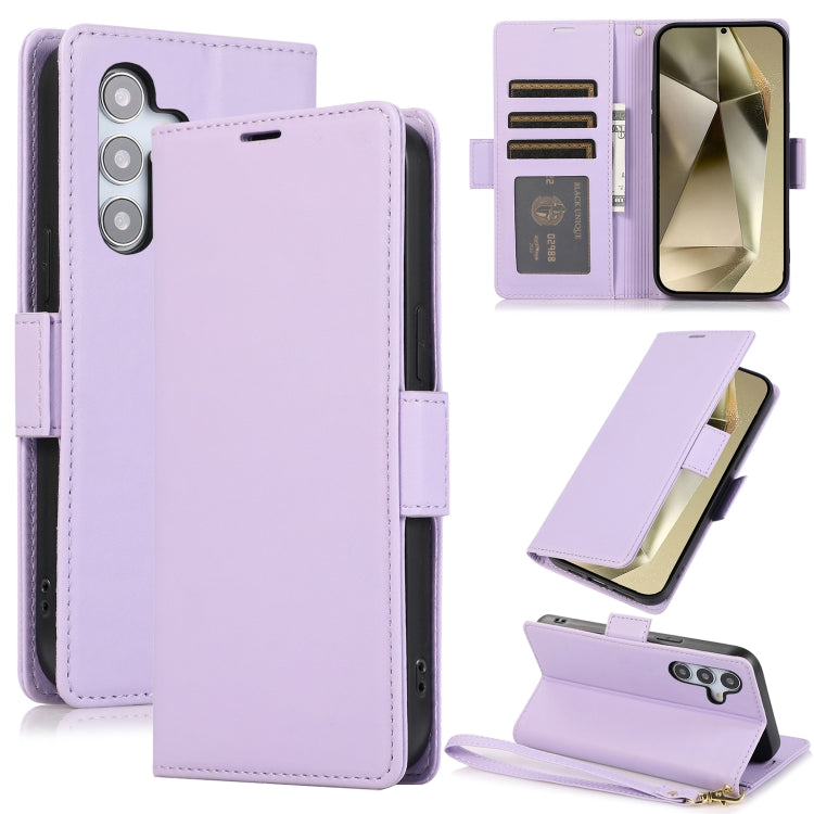 For Samsung Galaxy S25+ / S24+ 5G Side Buckle RFID Anti-theft Leather Phone Case(Light Purple) by buy2fix