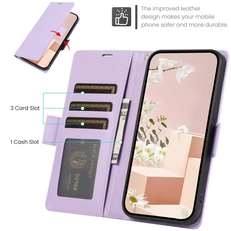 For Samsung Galaxy S25+ / S24+ 5G Side Buckle RFID Anti-theft Leather Phone Case(Light Purple) by buy2fix