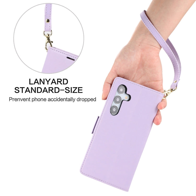 For Samsung Galaxy S25+ / S24+ 5G Side Buckle RFID Anti-theft Leather Phone Case(Light Purple) by buy2fix
