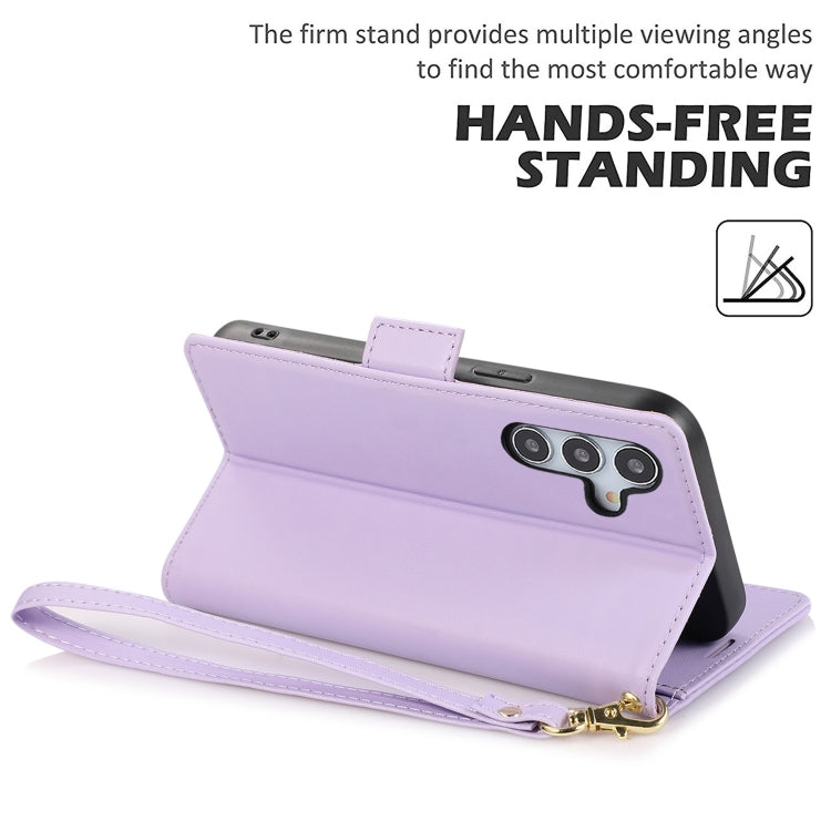 For Samsung Galaxy S25+ / S24+ 5G Side Buckle RFID Anti-theft Leather Phone Case(Light Purple) by buy2fix