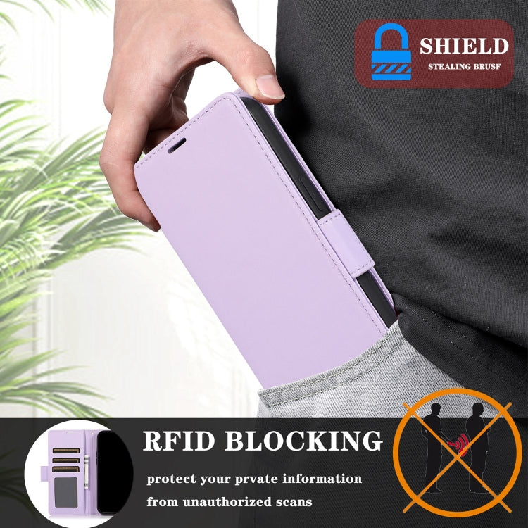 For Samsung Galaxy S25+ / S24+ 5G Side Buckle RFID Anti-theft Leather Phone Case(Light Purple) by buy2fix