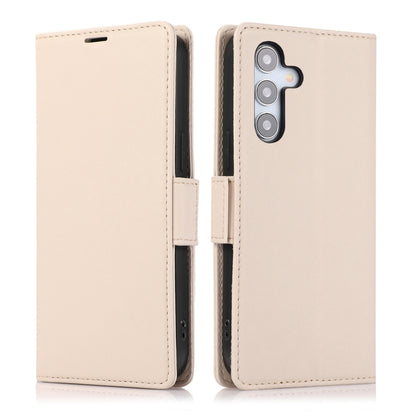 For Samsung Galaxy S25+ / S24+ 5G Side Buckle RFID Anti-theft Leather Phone Case(Apricot) by buy2fix