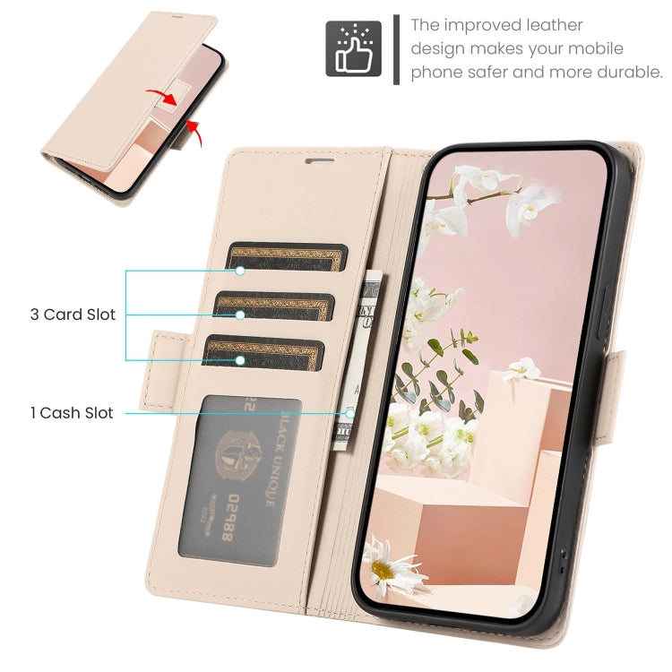 For Samsung Galaxy S25+ / S24+ 5G Side Buckle RFID Anti-theft Leather Phone Case(Apricot) by buy2fix