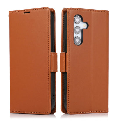 For Samsung Galaxy S25+ / S24+ 5G Side Buckle RFID Anti-theft Leather Phone Case(Brown) by buy2fix