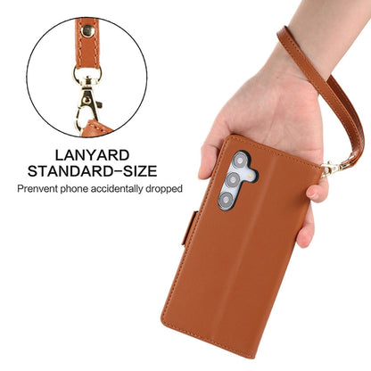 For Samsung Galaxy S25+ / S24+ 5G Side Buckle RFID Anti-theft Leather Phone Case(Brown) by buy2fix
