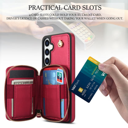 For Samsung Galaxy S24+ 5G AwQuer Crossbody Zipper Wallet Rhombic Leather Back Phone Case(Red) -  by Awquer | Online Shopping UK | buy2fix