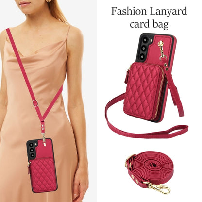 For Samsung Galaxy S23 5G AwQuer Crossbody Zipper Wallet Rhombic Leather Back Phone Case(Red) - Galaxy S23 5G Cases by Awquer | Online Shopping UK | buy2fix