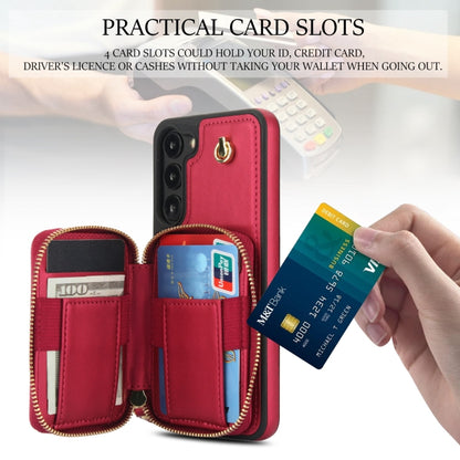For Samsung Galaxy S23+ 5G AwQuer Crossbody Zipper Wallet Rhombic Leather Back Phone Case(Red) - Galaxy S23+ 5G Cases by Awquer | Online Shopping UK | buy2fix