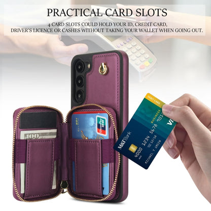 For Samsung Galaxy S23+ 5G AwQuer Crossbody Zipper Wallet Rhombic Leather Back Phone Case(Dark Purple) - Galaxy S23+ 5G Cases by Awquer | Online Shopping UK | buy2fix