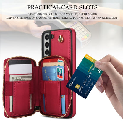 For Samsung Galaxy S22 5G AwQuer Crossbody Zipper Wallet Rhombic Leather Back Phone Case(Red) - Galaxy S22 5G Cases by Awquer | Online Shopping UK | buy2fix