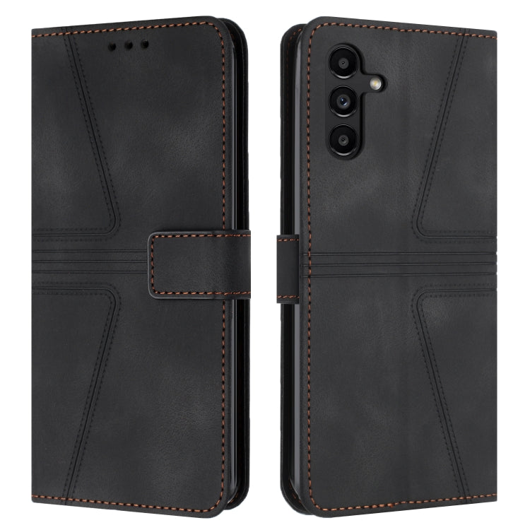 For Samsung Galaxy S25 5G Triangle Solid Color Leather Phone Case(Black) by buy2fix