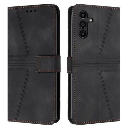 For Samsung Galaxy S25 5G Triangle Solid Color Leather Phone Case(Black) by buy2fix