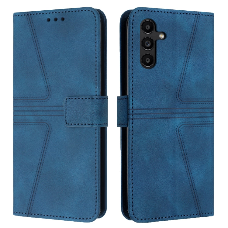 For Samsung Galaxy S25 5G Triangle Solid Color Leather Phone Case(Blue) by buy2fix