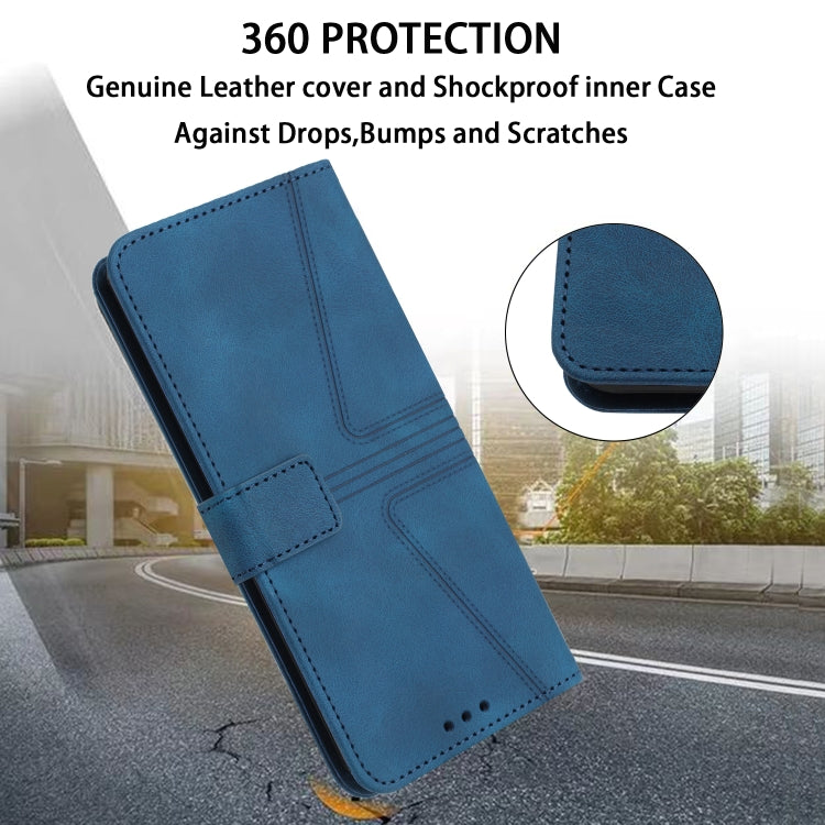 For Samsung Galaxy S25 5G Triangle Solid Color Leather Phone Case(Blue) by buy2fix