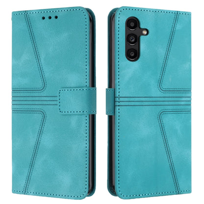 For Samsung Galaxy S25 5G Triangle Solid Color Leather Phone Case(Green) by buy2fix