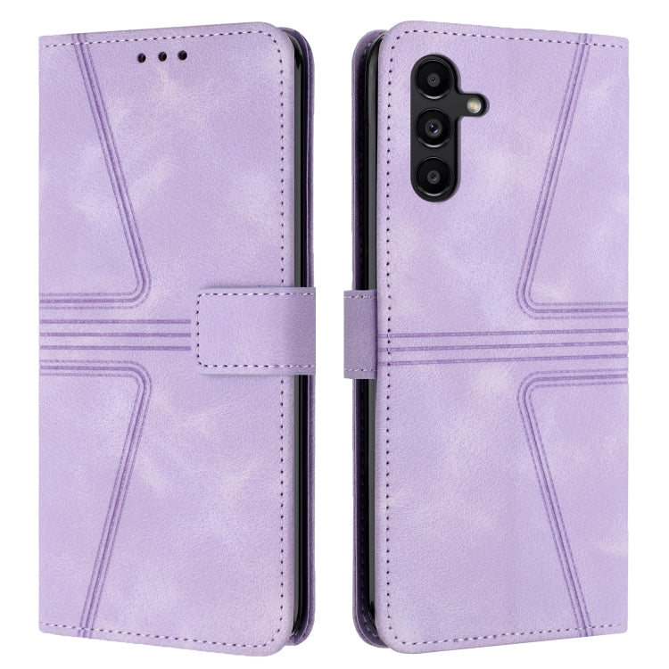 For Samsung Galaxy S25 5G Triangle Solid Color Leather Phone Case(Purple) by buy2fix