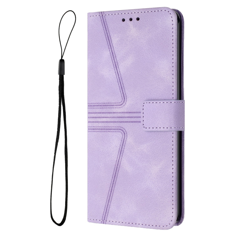 For Samsung Galaxy S25 5G Triangle Solid Color Leather Phone Case(Purple) by buy2fix