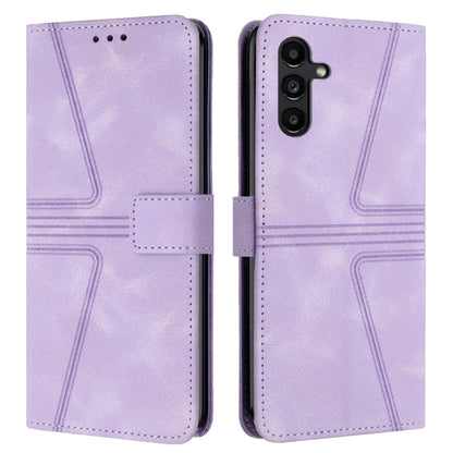 For Samsung Galaxy S25+5G Triangle Solid Color Leather Phone Case(Purple) by buy2fix