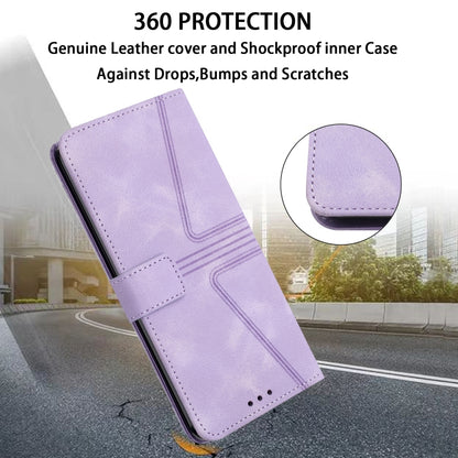 For Samsung Galaxy S25+5G Triangle Solid Color Leather Phone Case(Purple) by buy2fix