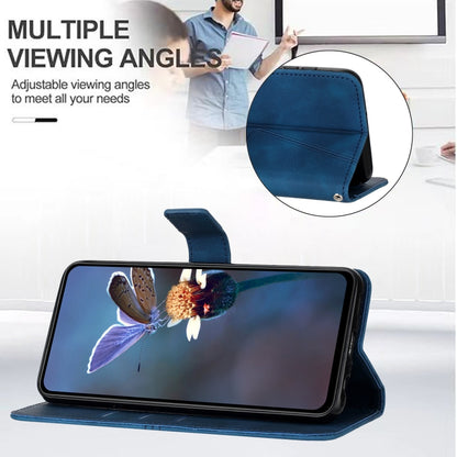 For Samsung Galaxy S25 Ultra 5G Triangle Solid Color Leather Phone Case(Blue) by buy2fix