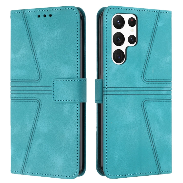For Samsung Galaxy S25 Ultra 5G Triangle Solid Color Leather Phone Case(Green) by buy2fix
