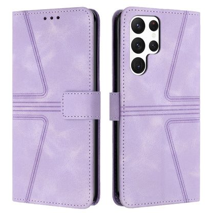 For Samsung Galaxy S25 Ultra 5G Triangle Solid Color Leather Phone Case(Purple) by buy2fix