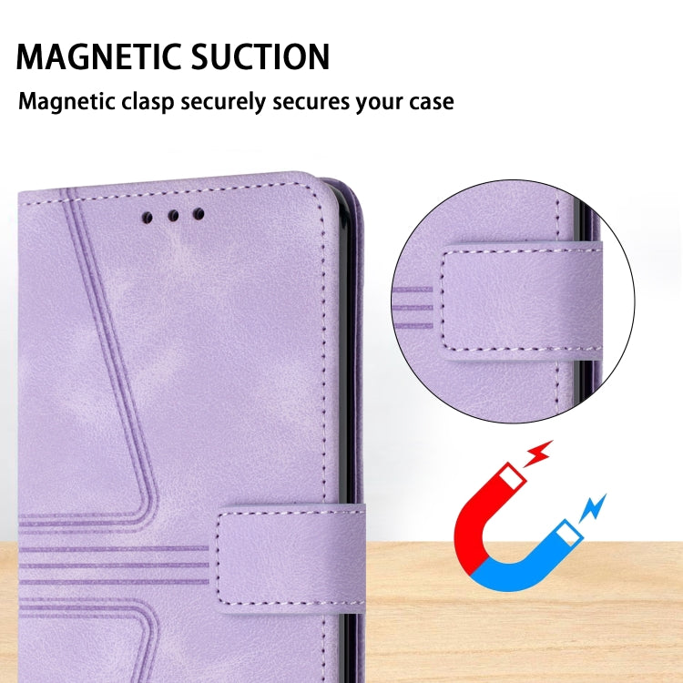 For Samsung Galaxy S25 Ultra 5G Triangle Solid Color Leather Phone Case(Purple) by buy2fix