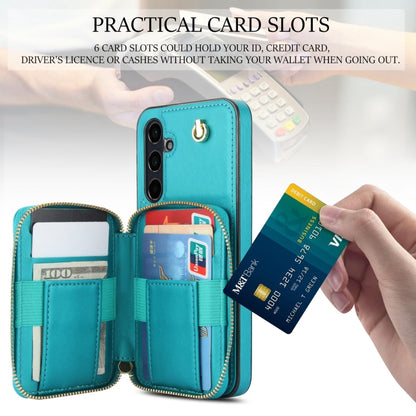 For Samsung Galaxy A35 5G AwQuer Crossbody Zipper Wallet Rhombic Leather Back Phone Case(Green) - Galaxy Phone Cases by Awquer | Online Shopping UK | buy2fix