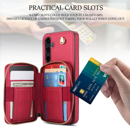 For Samsung Galaxy A15 4G / 5G AwQuer Crossbody Zipper Wallet Rhombic Leather Back Phone Case(Red) - Galaxy Phone Cases by Awquer | Online Shopping UK | buy2fix