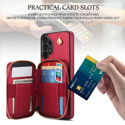 For Samsung Galaxy A13 4G / 5G AwQuer Crossbody Zipper Wallet Rhombic Leather Back Phone Case(Red) - Galaxy Phone Cases by Awquer | Online Shopping UK | buy2fix