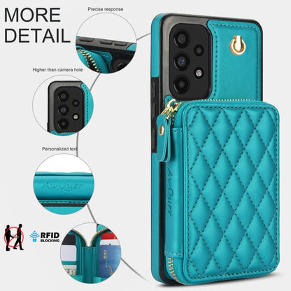 For Samsung Galaxy A73 4G / 5G AwQuer Crossbody Zipper Wallet Rhombic Leather Back Phone Case(Green) - Galaxy Phone Cases by Awquer | Online Shopping UK | buy2fix