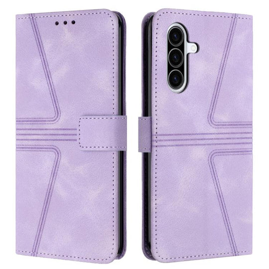 For Samsung Galaxy A26 5G Triangle Solid Color Leather Phone Case(Purple)