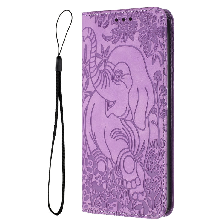For Samsung Galaxy S25 Ultra 5G Retro Elephant Embossed Leather Phone Case(Purple) by buy2fix