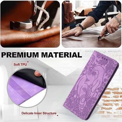 For Samsung Galaxy S25 Ultra 5G Retro Elephant Embossed Leather Phone Case(Purple) by buy2fix