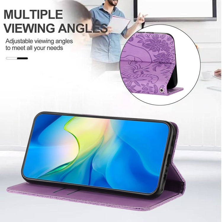 For Samsung Galaxy S25+ 5G Retro Elephant Embossed Leather Phone Case(Purple) by buy2fix