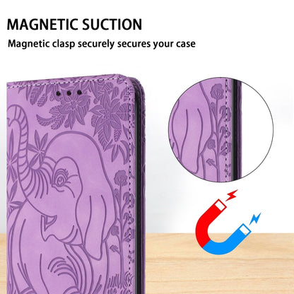 For Samsung Galaxy S25+ 5G Retro Elephant Embossed Leather Phone Case(Purple) by buy2fix